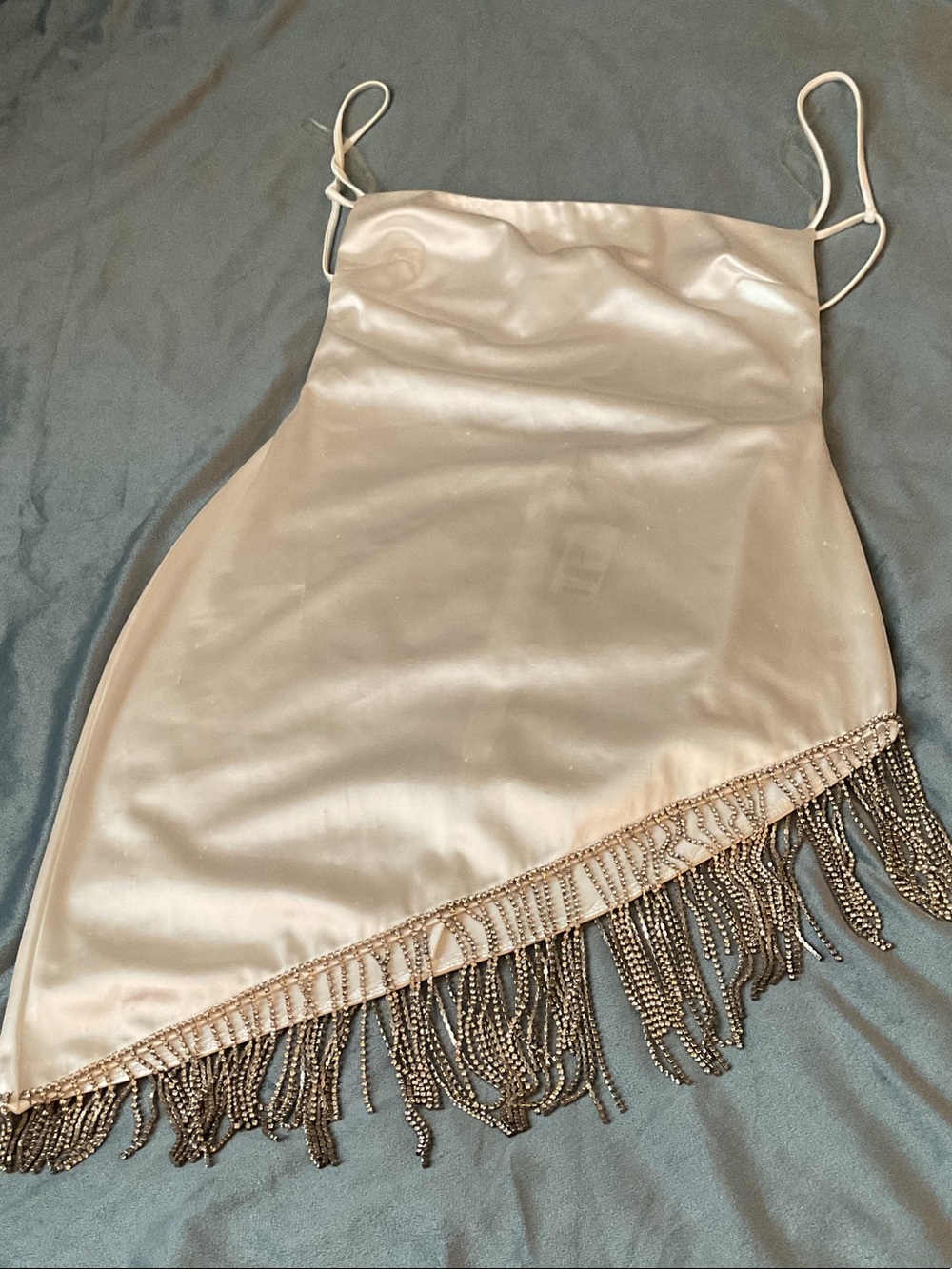 Better Be Champagne Satin Fringe Mini Dress